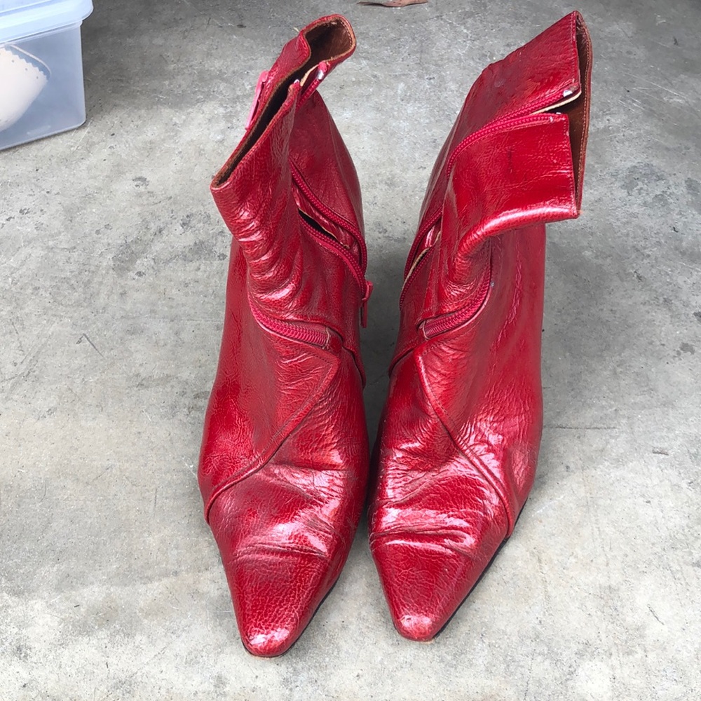 Vintage Red Leather Booty